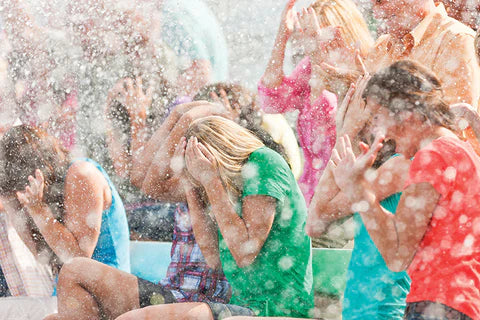 Water splashing on SeaWorld guests