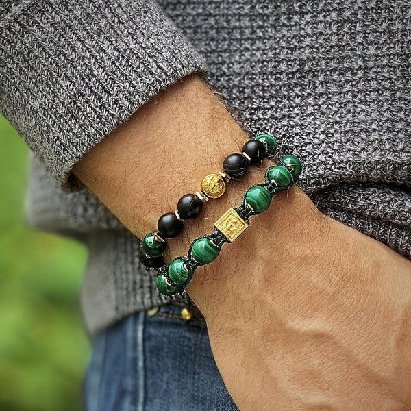 Black Onyx Wristband With Green Jade, Hematite and Solid Silver | 8MM ...