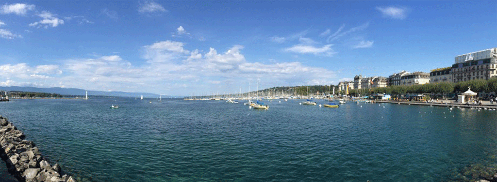 a body of water with boats in it and buildings in the back