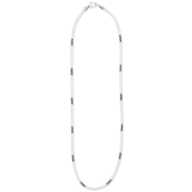 Sterling Silver White Caviar Collection Necklace