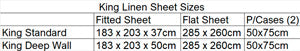King Bed Linen Size Chart