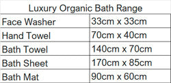 Luxury Organic Bath Towel Range Sizes