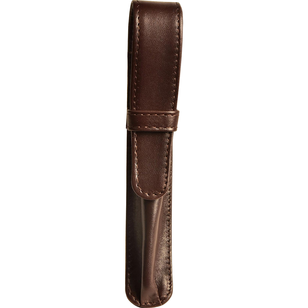 Aston Leather 20 Slot Pen Case - Cognac
