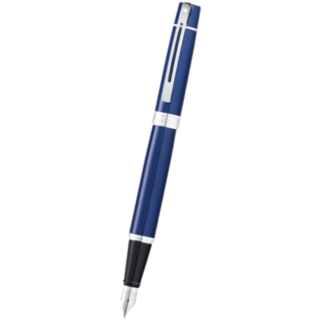 Sheaffer 300 Fountain Pen - Chrome Trim - Glossy Blue Lacquer