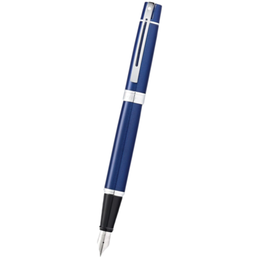 Sheaffer Brushed Chrome Plated Fountain Pen Blue and Chrome Barrel Blue Ink  Gift Box Stationery Office Pen Smooth Ink 