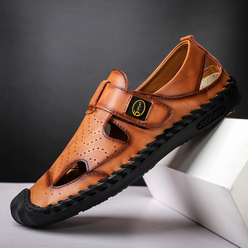 Men's Leather Breathable Beach Sandals