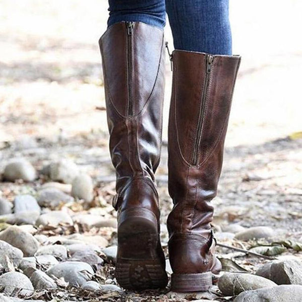 Women Side Zipper Cowboy Knee High Boots – Zicowa