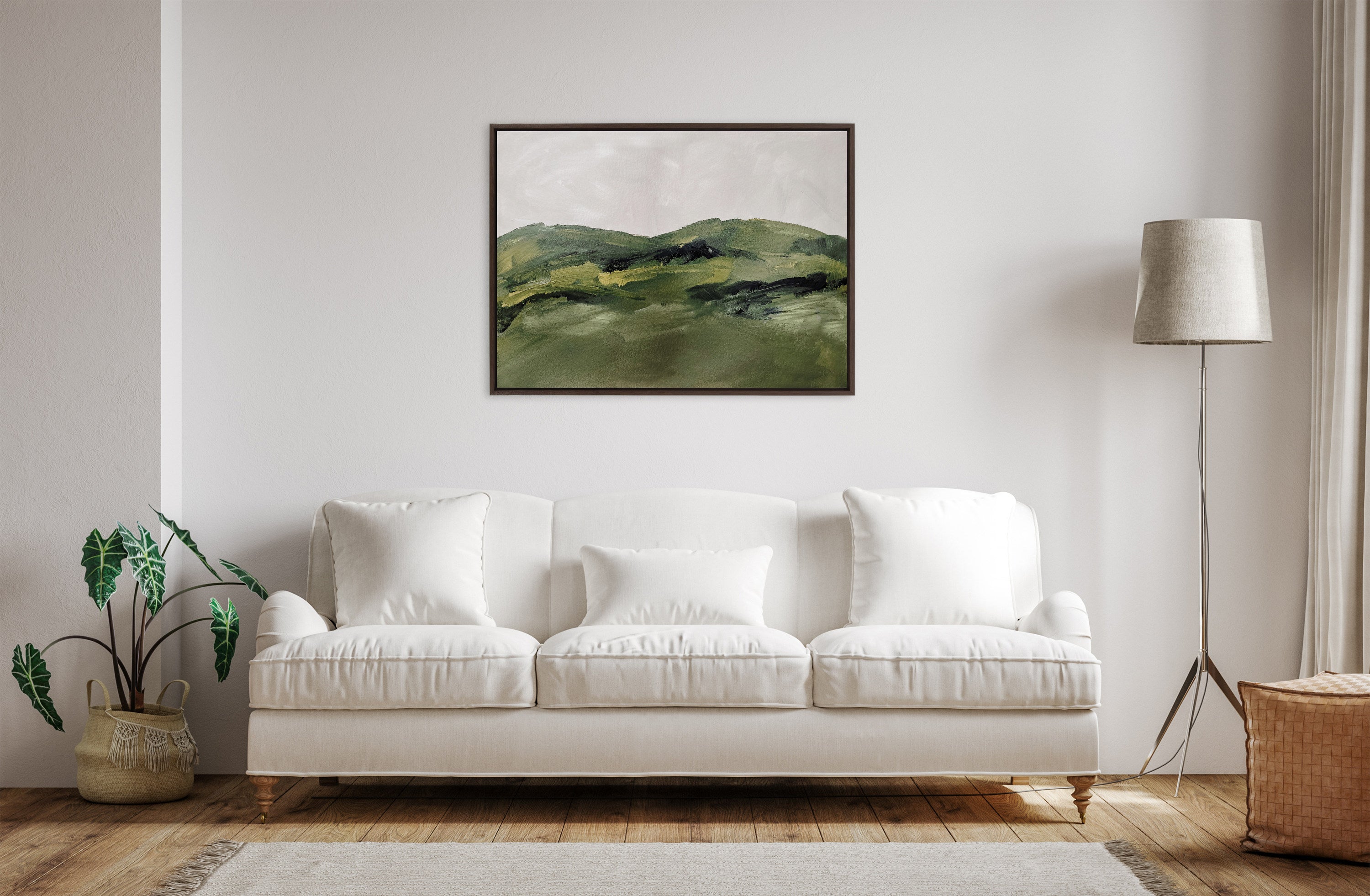 Kate and Laurel Sylvie Green Mountain Landscape Framed Canvas Wall Art ...