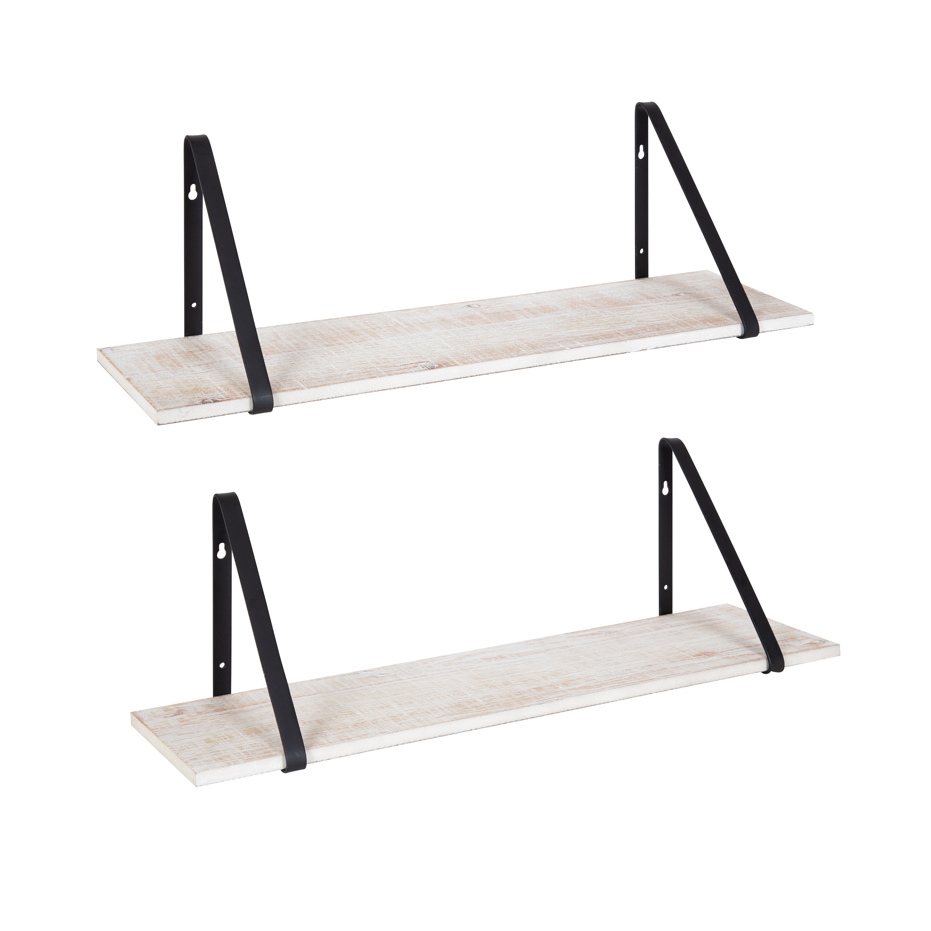 Kate and Laurel Mezzo Modern Metal Ledge Shelf Set, Black 2 Piece