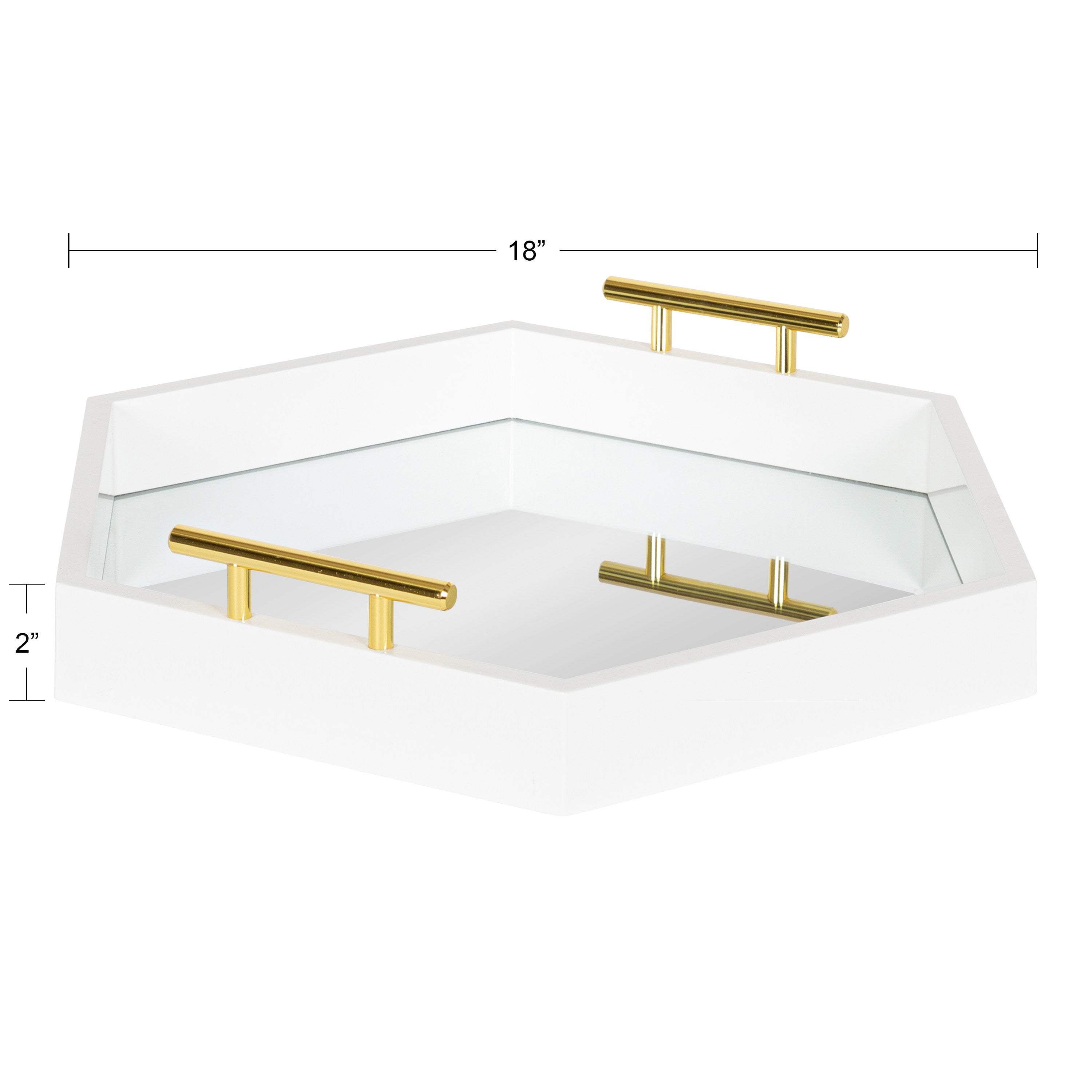 Kate and Laurel Lipton Narrow Rectangle Wood Accent Tray - 10x24 - White/Silver