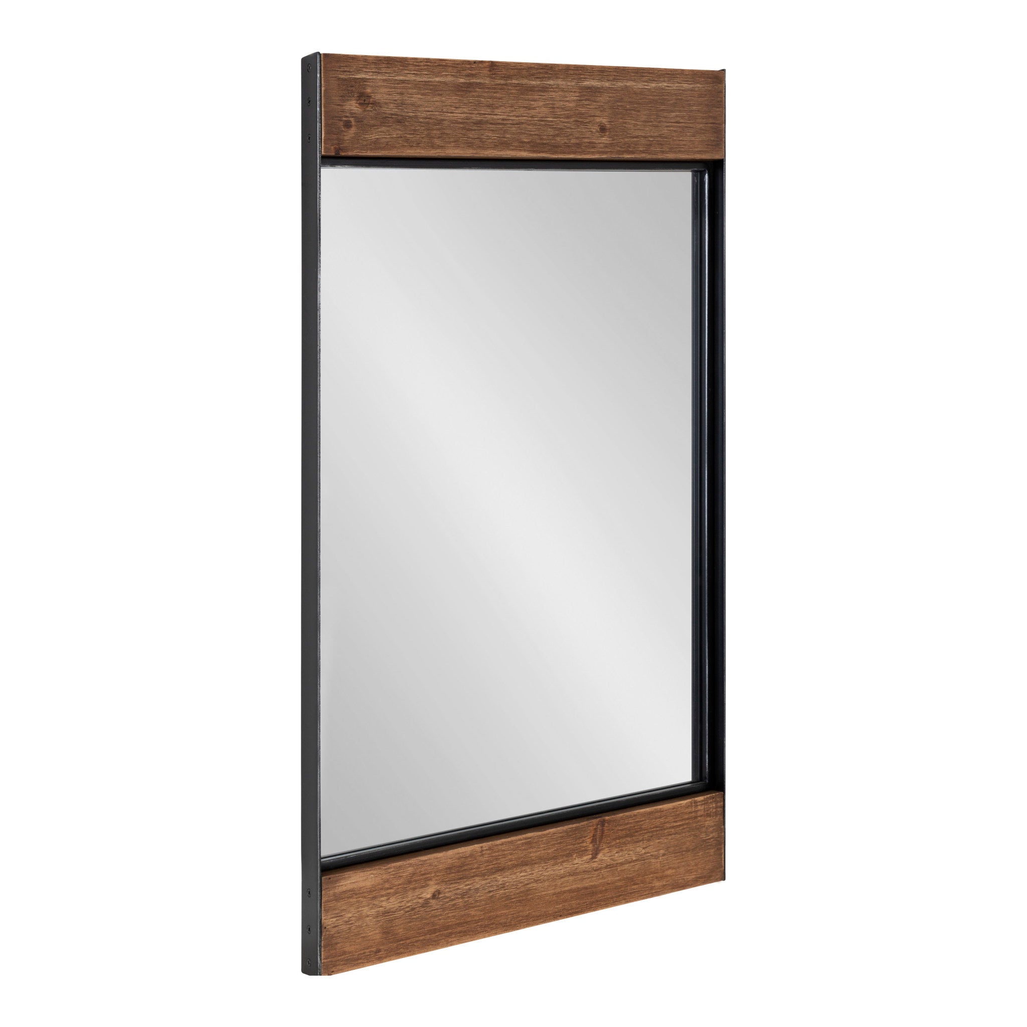 Kate Laurel Kincaid Farmhouse Wood Metal Framed Mirror, 20 x 36, Rustic and Black, Chic Rectangle Mirror for Wall – kateandlaurel