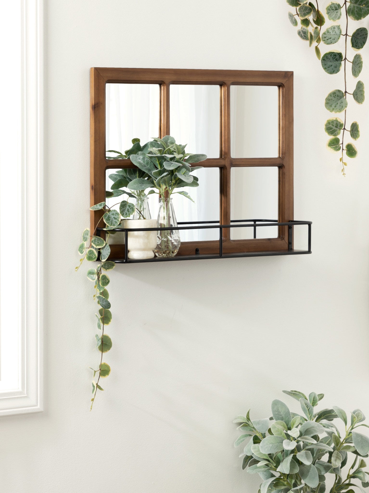 Kate and Laurel Jackson Farmhouse Decorative 6 Pane Window Mirror with ...