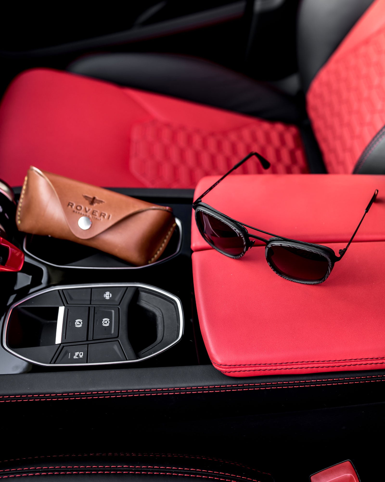 Roveri Eyewear RV018B with Lamborghini Urus Red interiors and leather case.