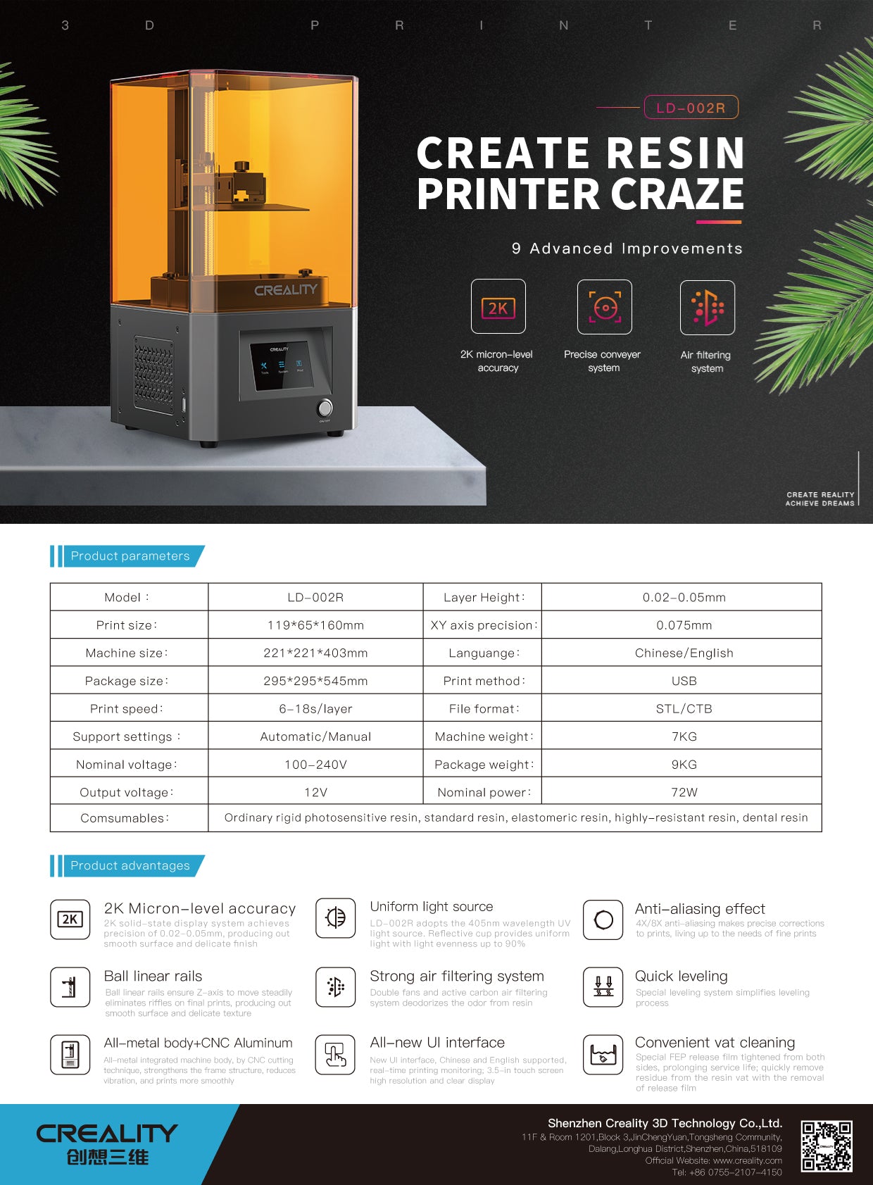 CREALITY 3D LD-002R LCD Resin 3D Printer
