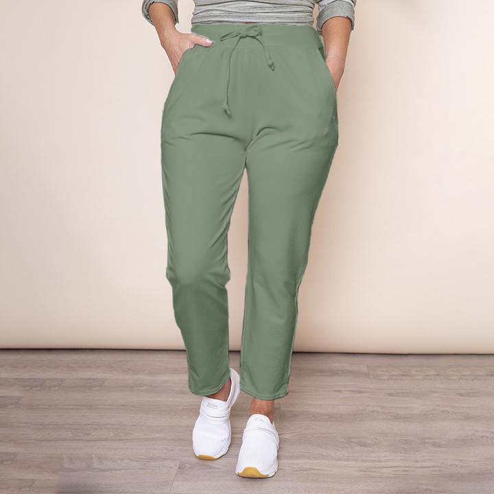 khaki jersey trousers