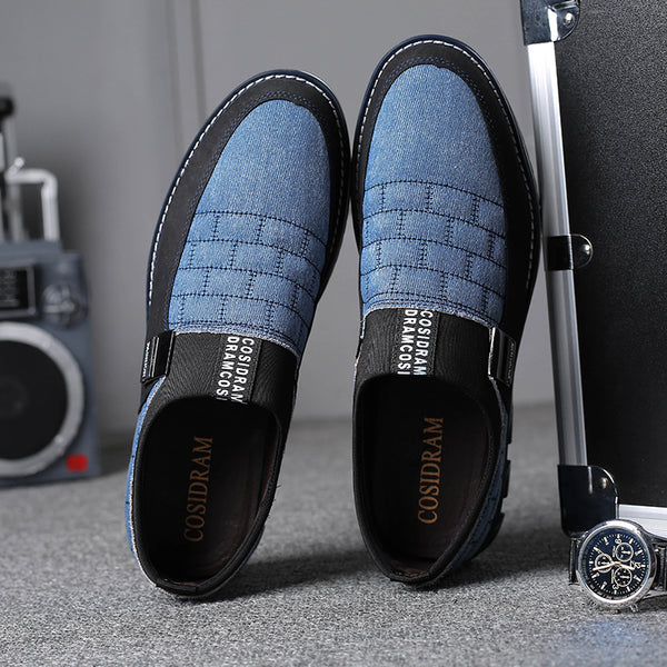 Hizada Plus Size Men's Fashion Soft Breathable Canvas Slip On Shoes(Bu