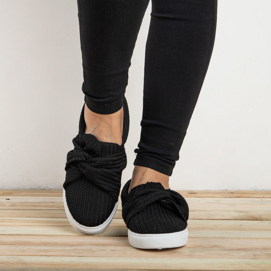 women knitted twist slip on sneakers