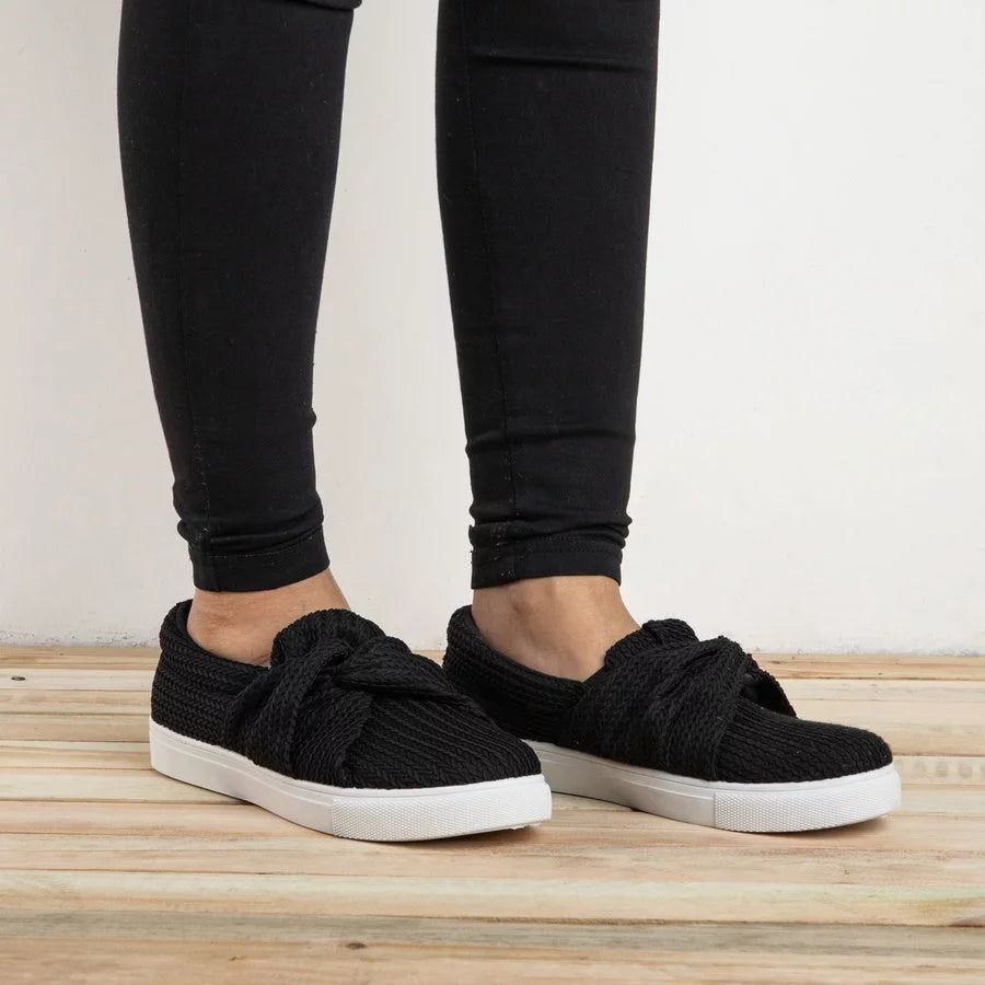 women knitted twist slip on sneakers