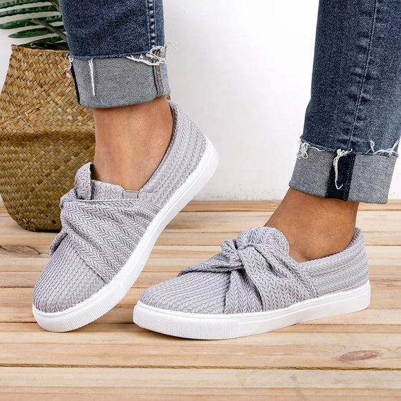 women knitted twist pink slip on sneakers