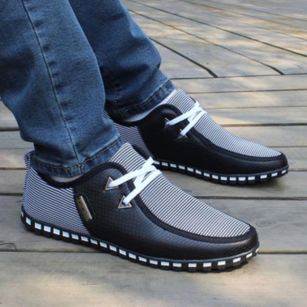 Shoes-Men's Striped Lace Up Lightweight Leather Shoes(Buy 2 Got 5% off ...