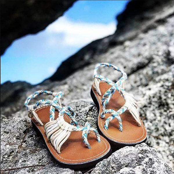 summer handmade breathable bandage beach flat sandals