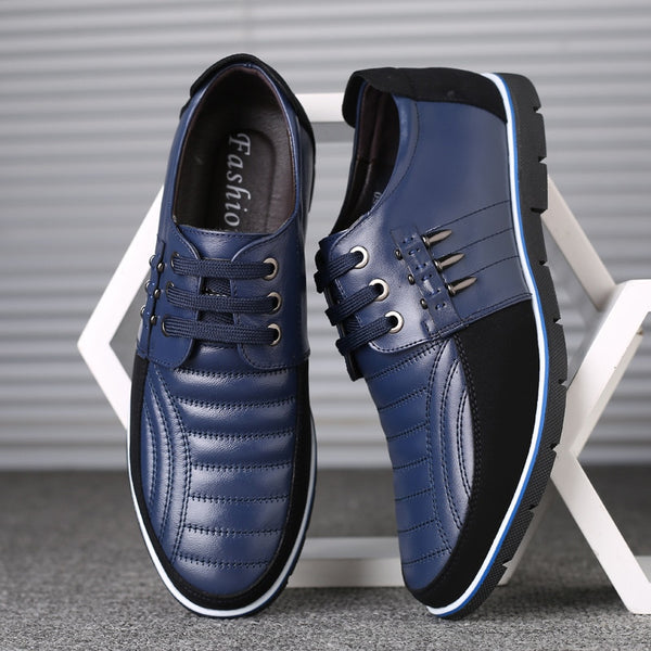 mens blue leather casual shoes