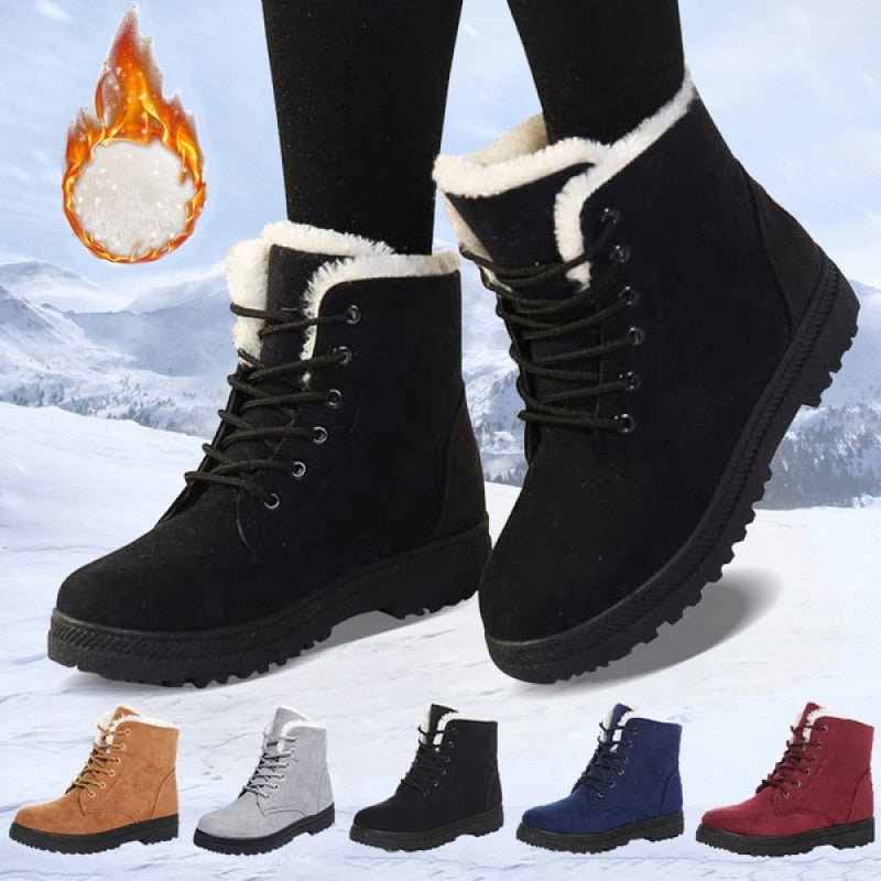 Winter Lady Ankle Boots Chunky Heel Lace- up Ladies Boots Women′ S  Waterproof Snow Boots Women′ S Shoes - China Lady Shoes and Lady Boots price