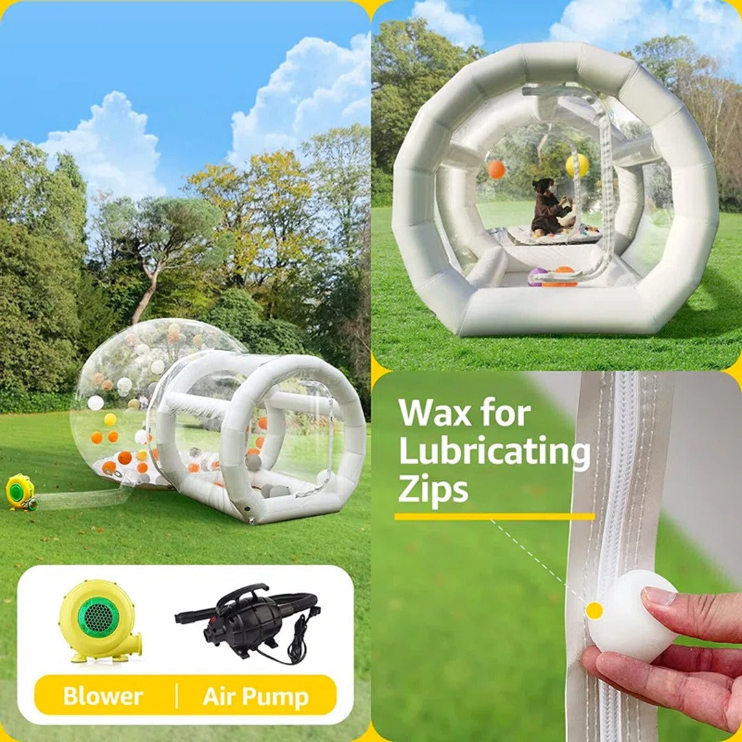 Megastar Bubble House Inflatable Bubble Tent, Bubble House Kids Party Clear Dome Balloon Garden Tent, 10FT Dia Bubble, 6FT Tunnel
