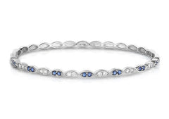 14K White Gold Sapphire and Diamond Marquise Accent Bracelet