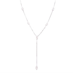 14K White Gold Station Marquise Diamonds by Yard Drop "Y" Necklace