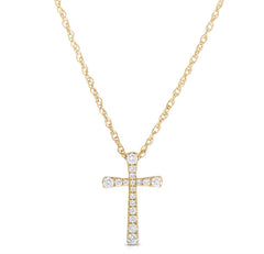 14K Yellow Gold Diamond Cross Pendant