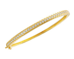 14K Yellow Gold Round Diamond Bangle Bracelet