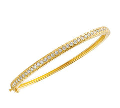 14K Yellow Gold Round Diamond Bangle Bracelet