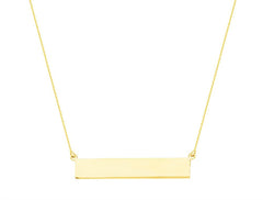 14K Yellow Gold Sideways Engravable Bar Necklace