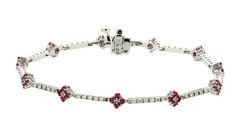 18K White Gold Diamond and Ruby Bracelet