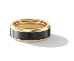 Beveled Band Ring in 18K Yellow Gold with Black Titanium