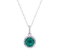 Birthstone and Diamond Halo Pendant