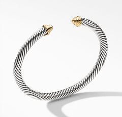 Cable Classics Bracelet in Sterling Silver with 14K Yellow Gold Domes