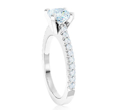 Cushion Center Prong-Set Diamond and Diamond Pavé Shank Engagement Ring