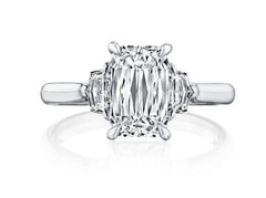 Platinum ASHOKA® and Shield Diamond Side Stone Engagement Ring