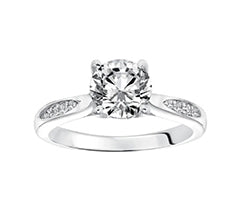 Round Diamond and Cutout Diamond Shank Engagement Ring