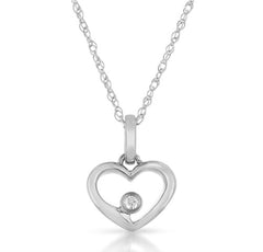 Heart Pendant with Diamond in 14K White Gold