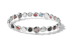 Silver All-Over Stone Bangle in Sabbia