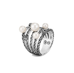 John Hardy Classic Chain Sterling Silver Freshwater Pearl Ring