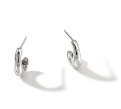 John Hardy Surf Silver Scattered Diamond Small J Hoop Earrings