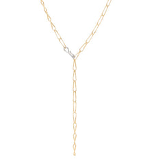 Marco Bicego Marrakech Onde Yellow Gold Twisted Coil Link Lariat with Diamond Clasp