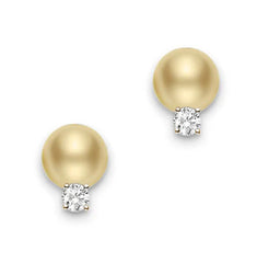 Mikimoto Golden South Sea Pearl and Diamond Earrings