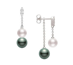 Mikimoto Morning Dew Akoya and Black South Sea Cultured Pearl Earrings with Diamonds