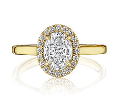 Oval with Diamond Halo Engagement Ring in Yellow Gold