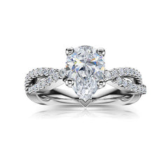 Pear Shape Diamond Twist Shank Engagement Ring